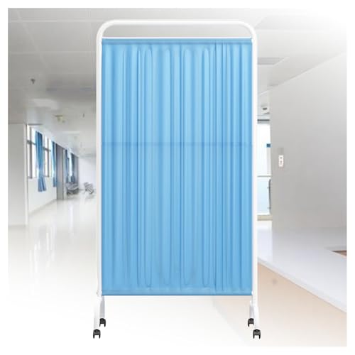 Image of Blue 2-Panel Medical Privacy Screen - Standing Hospital Partition Wall with Brake Wheels, Ideal for Wards, Clinics & Temporary Spaces - Durable & Portable Privacy Solution