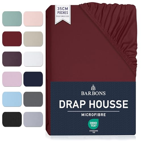 Barbons Drap Housse 140x190 / 140x200 cm - Bonnet 35 cm pour Matelas Épais - 100% Polyester Microfibre - Oeko-Tex Certifié - Anti-Peeling et Élastique...