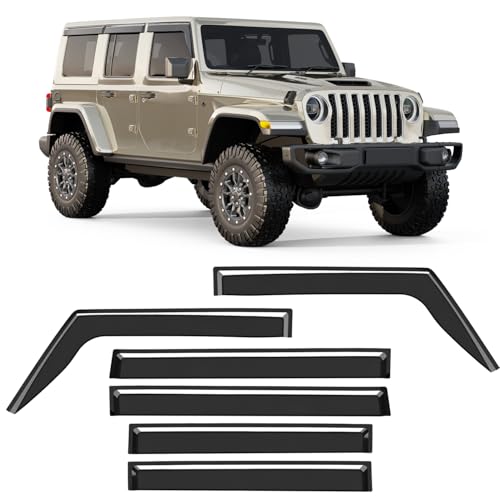 Image of 4-PCS Extra-Thick Rain Guards Fit for 2018-2026 Jeep Wrangler JL 4-Door Extra Durable Tape-on Window Rain Guard Window Deflectors Vent Shades Window Visor Vent Visors Exterior