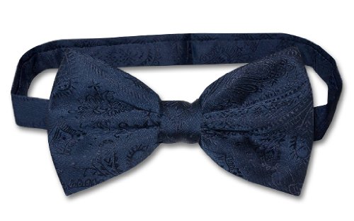 Vesuvio Napoli BOWTIE NAVY BLUE Color Paisley Men's Bow Tie for Tuxedo or Suit