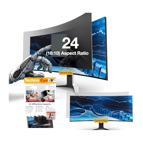 Image of Pxin Techno Eye 24 Inch (16:10) Curved Monitor Privacy Screen Filter - NO Eye Strain | Anti-Blue Light + Anti-Glare | Privacy Screen Protector