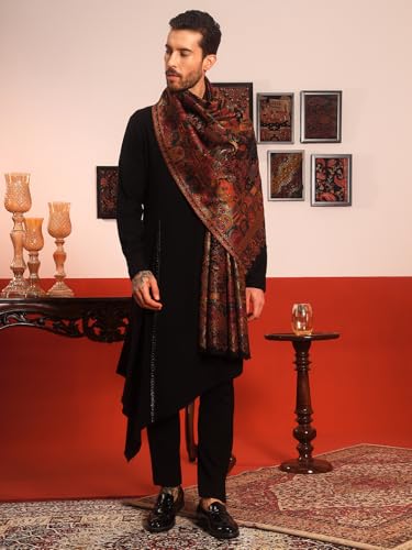Image of Pashmoda Men Zewar Fine Wool Kaani Shawl, Authentic Kashmiri Luxury Pashmina Style Shawl, Stole, Medium Gents Lohi, Size (40x80 Inches)