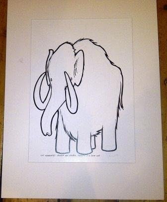 Twenty Dollar Mammoth Original Drawing Limited Edition contemporary art drawings Silkscreen by Jay Ryan Original Signed and Numbered Bird Machine Prints, Art Print, 00s