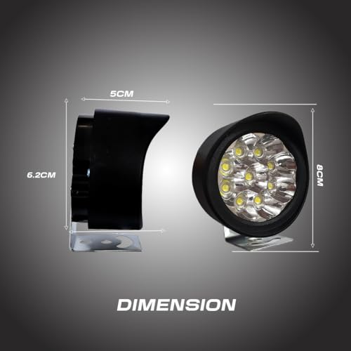 Image of 9 LED Round Fog Lights for Bikes | High Power, Universal Fit, Heavy Clamp, Strong Aluminum Body, Waterproof Driving Light for Motorcycle /Scooty