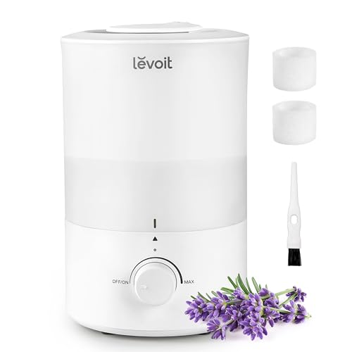 LEVOIT Humidifiers for Bedroom, Quiet, 3L Cool Mist, Essential Oil Diffuser | Top Fill/25Watt - Home/Large Room - 360° Nozzle - Rapid Ultrasonic Humidification for Baby Nursery/Plant