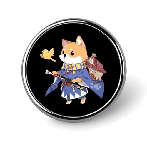 バッジ 円形 徽章 かわいい 柴犬 犬柄 和風 武士 缶バッジ 胸章 ピンバッチ ボタンブローチ 25mm おしゃれ ネクタイピン コレクション バッグ飾 帽子 胸飾り かばん掛け 工芸品 取付簡単 男女兼用 プレゼント