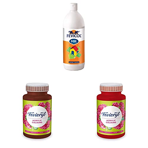 Image of Fevicol MR 1 kg & Fevicryl Arylic colors 500ml combo of Dark Brown, Indian Red | Art & Craft, DIY Paint, Rich Pigment, Non-Craking Paint| Suitable for Kids & Artists | For Bold & Vibrant Creativity