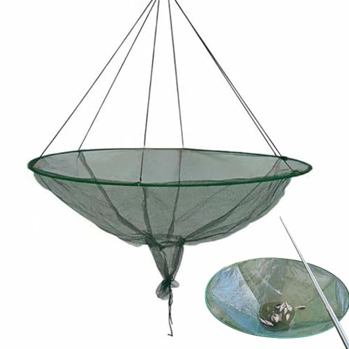 桟橋網、大型ラウンドフィッシングブリッジネット、ソフトスチールフープ、釣り用キャストネット、アウトドアフィッシング愛好家のためのナマズネット、魚を簡単にリリース。