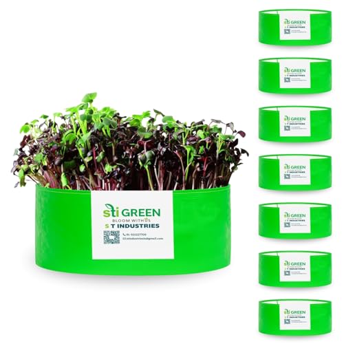 Image of HDPE Grow Bags for Plants 24X6 Inch (Pack of 8) | 260 GSM Heavy Duty UV-Protected Round Green Colour Plant Bags for Terrace and Vegetable Gardening | Strong & Reusable|