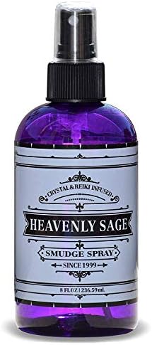 Heavenly Sage Sage Smudge Spray (8 FL OZ) Premium 100% Natural Sage, Juniper & Lavender Smudge Spray is Crystal & Reiki Infused, Energy Clearing, Purifying, Healing, Smokeless Alternative.