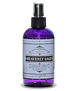 Heavenly Sage Sage Smudge Spray (8 Fl Oz) Premium 100% Natural Sage, Juniper & Lavender Smudge Spray is Crystal & Reiki Infused, Energy Clearing, Purifying, Healing, Smokeless Alternative