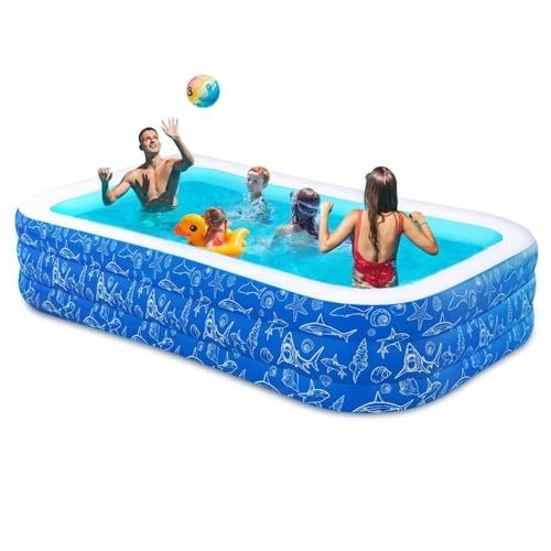 Nattork Inflatable Pool for Kids and Adults, 118" x 68" x 22" Family Full-Sized Inflatable Swimming Pool, Durable Thickened Above Ground Blow Up Pool for Kids Pools for Backyard Outdoor Indoor Shark