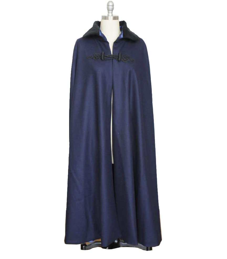 Blue Wool Boat Cloak, FDR Naval Marine Cloak Cape with Velvet Collar and Lined in Satin - Made by Order in New Hampshire