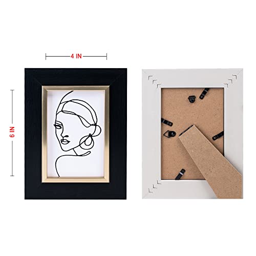 Artbyhannah 10 Pack 4X6 Black Gold Picture Frames Set With High Definition Glass For Table Top Display And Wall Mounting,Modern Photo Frame For Home Decor #TOP5