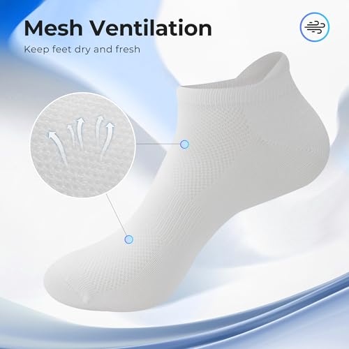 BAMBOO COOL Men\'s Ankle Socks Athletic Low Cut Heel Tab Cushioned Moisture Wicking, Running Arch Support Breathable, 8 Pack