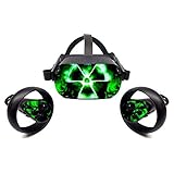 5) Hohe Farbdrucktechnologie. Wodoys Vinyl Skins Aufkleber für Oculus Quest VR Headset und Controller Cover - Green Radiation - ign