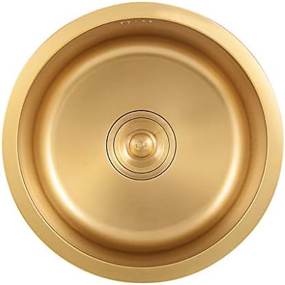 Bar Sinks Black Round Sink Kitchen Renovation Pool Round Single Sink Single Sink Under Counter 304 Stainless Steel (Color : Gold, Size : 3232cm)