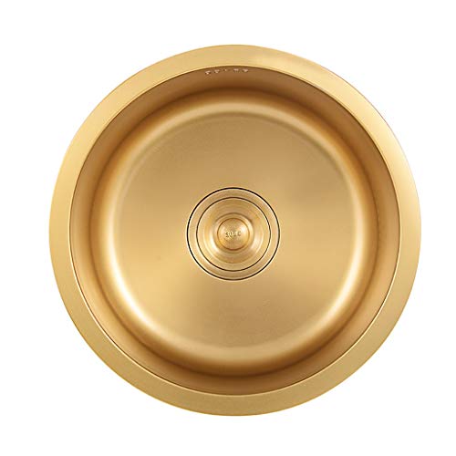Bar Sinks Black Round Sink Kitchen Renovation Pool Round Single Sink Single Sink Under Counter 304 Stainless Steel (Color : Gold, Size : 3232Cm) #TOP14