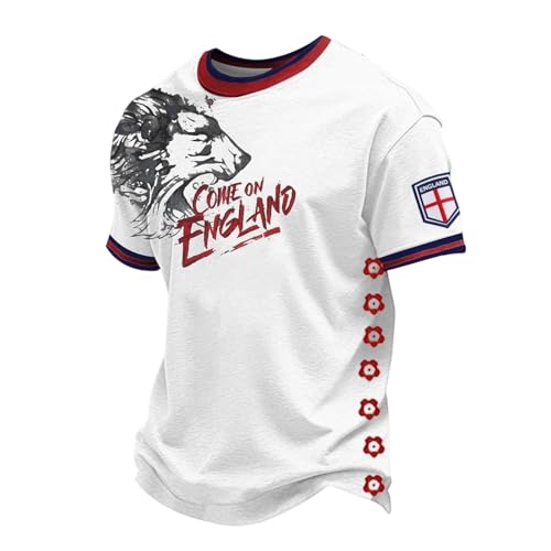 Camisetas Futbol,Camiseta De Aficionado Al FúTbol De Inglaterra para: CóModa Camiseta De Manga Corta Que Apoya A La SeleccióN Nacional De Inglaterra Camiseta Informal De Mezcla