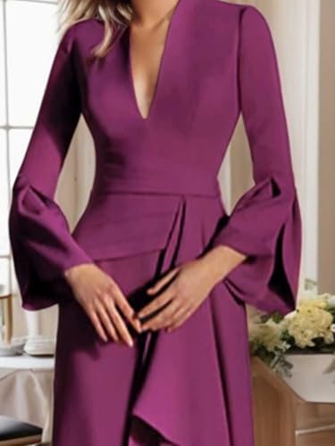 Evening Formal Prom Gown Elegant Mermaid Trumpet V-Neck Long Sleeve Sweep/Brush Train Stretch Crepe Ruched 20253