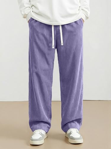 Image of JMIERR Mens Corduroy Pants Wide Leg Baggy Sweatpants | Loose Fit Joggers, Elastic Waist Drawstring, Casual Sweatpants, Vintage Pants, Fall Winter Fashion, Streetwear