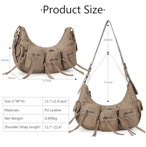 Image of Angel Kiss Hobo Bags Purse for Women Y2K Shoulder Bag Multi Pockets Designer Satchel Studded Handbags with Strap