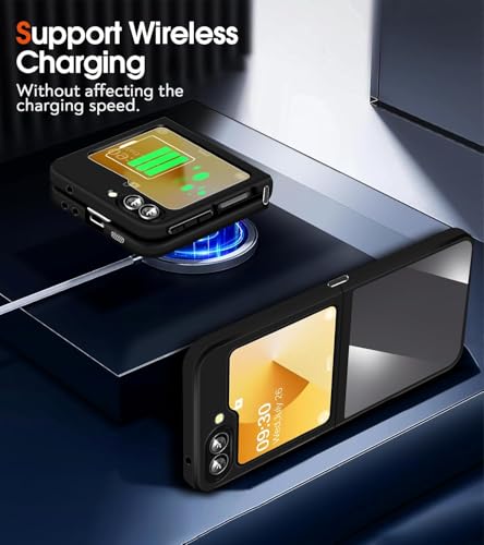 Image of REALCASE Stylish Case for Samsung Z Flip 6 5G, Slim Crystal Clear Acrylic PC Back Cover [Hinge][Transparent] Soft Silicone Bumper Full-Body Shockproof Protective Case for Samsung Z Flip 6 5G