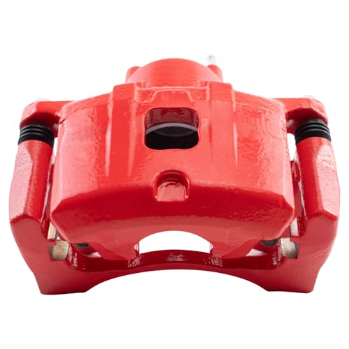 Image of TRQ Front Left Brake Caliper w /Bracket Performance Red Drivers Side | For 2011-2014 Chrysler 200 2007-2010 Sebring 2008-2014 Dodge Avenger 2007-2012 Caliber 2007-2017 Jeep Compass Patriot