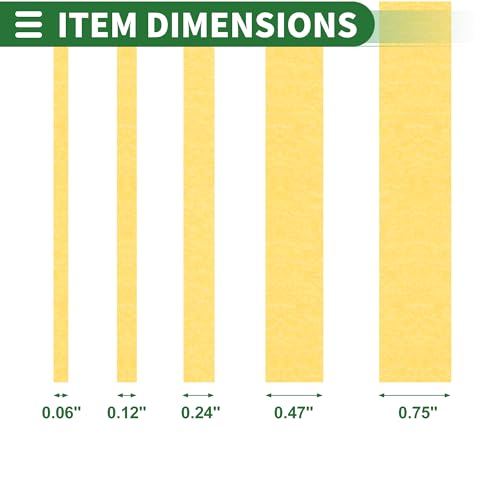 Image of Motoforti Universal Painters Tape Masking Master Tape 0.15cm /0.3cm /0.6cm /1.2cm /1.9cm x 55m Easy Removal Crepe Paper Yellow 5 Pcs