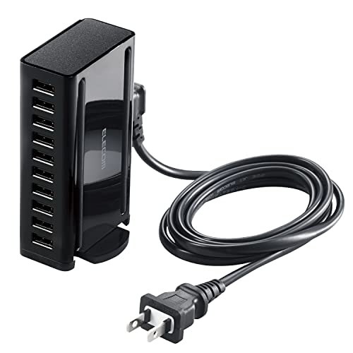 エレコム USB充電器 60W USB-A×10 ACケーブル付属