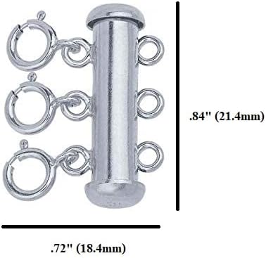 925 Sterling Silver, 3-Strand Layering Lock Connector Slide Tube Clasp with Spring Rings for Necklace Bracelet Jewelry by CRAFT WIRE - Image 2
