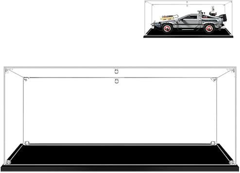 Acrylic Display Case for Back to The Future Time Machine - Dustproof Showcase Compatible with Lego 10300 Only Display Case