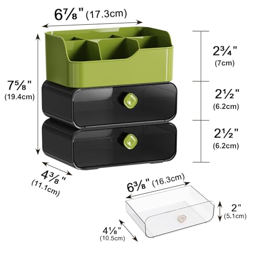 TEAMIX Dual Monitor Stand with Plastic Drawer Organizer Monitor Stand with Drawer for 2 Monitors