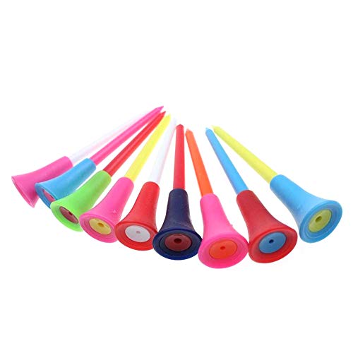 KOFULL Golf Tee Rubber Cushion Top Plastic Golf Tees Professional 3-1/4inch Random Color Golf Practicing for Golfer-50/Pack