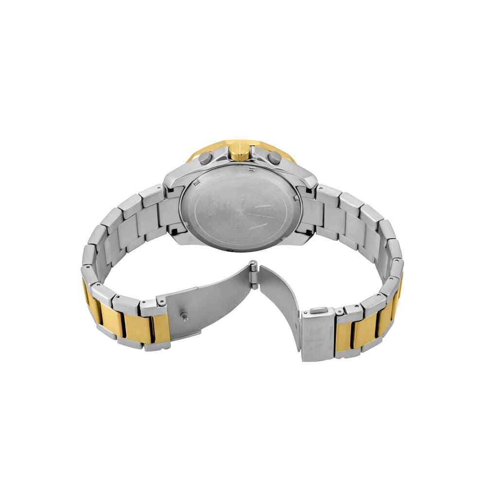 Armani Exchange Silver Tone Watch for Men, Quarz-Chronographenwerk und 44mm Gehäusegröße mit Edelstahlarmband