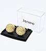 Jonwo Hollow Out Design Round Cufflinks for Men In Gift Case Gold Plated Classic Men Cufflink with Gemstone for Wedding Party Anniversary Business Events Dress #5