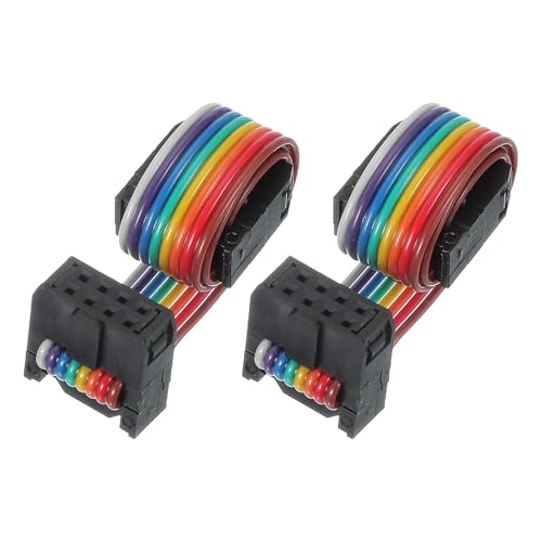 PATIKIL 8 Pins IDC Connector Flat Ribbon Cable 2.54 mm Pitch Length 150 mm Wide 10 mm, 2 Pcs Dual Row Data Cable Female to Female for IDE Drive Printer Industrial DIY Electronics