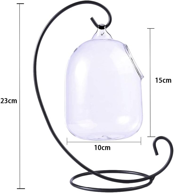 Fish Tank Creative Clear Height Hanging Glass Aquarium Fish Bowl Fishbowl Flower Plant Vase with Height White Rack Glass Fish Tank(A)