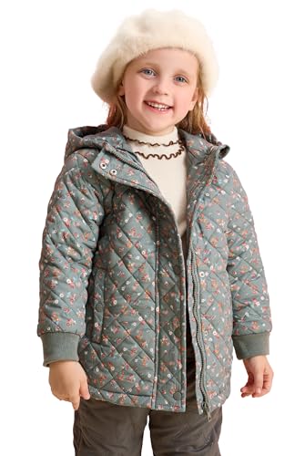 Image of SOLOCOTE Little Girls Winter Lightweight Jacket Floral Cute Ears Quilted Coat