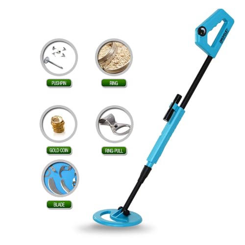 allsun Handheld Metal Gold Detector Finder 6 Inch Search Coil Beginner Beach Silver Detector Adjustable 40.16 Inch LCD Display Exploration Hiking