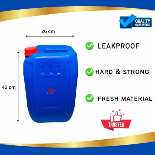 Image of RK Plastic Jerry Can - 20 Litre (Pack of 2) | Plastic Can for Water & Chemical Storage | Leak-Proof Refillable Can with Sealed Cap | Blue PVC Can for Oil, Generators, Jeeps, Marine & Outdoor Use