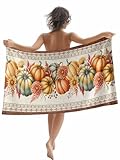 Beach Towel 30x60in,Sand Free Quick Dry Large Bath Towels,Thanksgiving Pumpkin Fall Flower Boho Oversized Absorbent Beach Blanket for Pool Swimming Camping Picnic,Watercolor Floral Farm Harvest