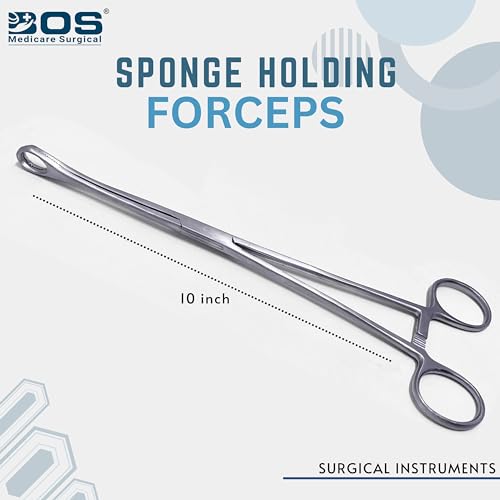 Image of Sponge Holding Forceps 10 Inch | Stainless Steel Sponge Clamp | Autoclavable Surgical Instrument for Hospital, Clinical & Gynec Use | CE Certified