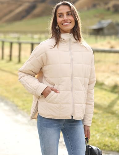 Quilted Puffer Jacket Women Lightweight Short Zip Up Padded Coat with Pockets2