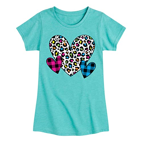 Instant Message - Patterned Hearts - Toddler and Youth Girls Short Sleeve Graphic T-Shirt