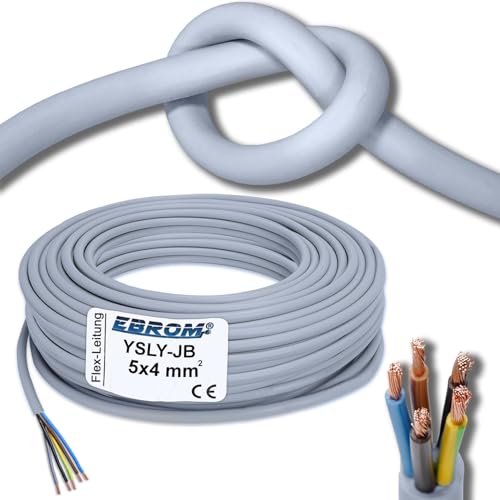Flexibles YSLY-JB 5x4 mm Verlegekabel grau für Wandladestation E-Auto Ladebox Anschluss zur Ladestation 5x4 mm2 auf den Meter genau in 1 Meter Schritten - Ihre Länge: 5 Meter