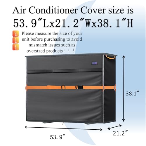 Image of Mini Split Air Conditioner Cover, Fits up to 53 inchLx21 inchWx38 inchH | 600D Waterproof, Vent Hole, Outdoor Rectangular, For Outside Units