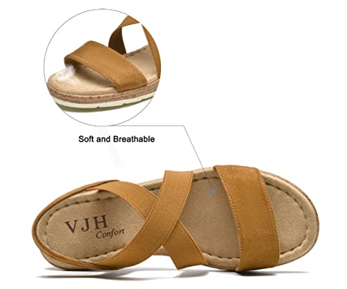 Image of VJH confort Women's Flat Sandals, Comfort Slip-on Elastic Ankle Strap Slingback Light Weight Casual Walking Sandals