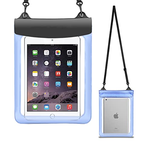 Tablet Waterproof Case Dry Bag Pouch for Samsung Galaxy Tab A9+ Plus, A9, S9, S9 FE, S9+, A7 Lite, S6 Lite, S8, S8+, A8 10.5, A 10.1, S4, iPad 10.9 10.2, iPad Pro 12.9 11, iPad Air 2 9.7 (Blue)