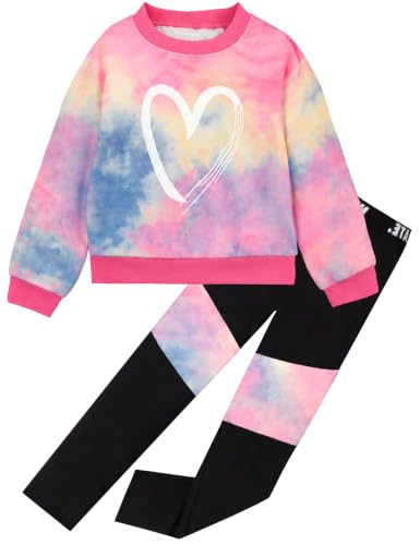 Image of Girls 2 Piece Outfits Kids Clothes Sets Sweatsuit Tracksuit Jogger Print Long Sleeve Sweatshirts Sweatpants 4-13Y